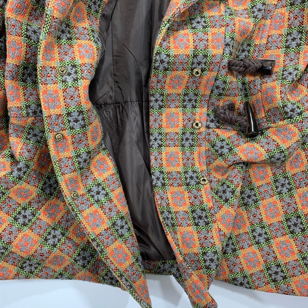 Nick & Mo Retro/Vintage-Look Orange & Brown Woven Coat with Toggles - Picture 6 of 7